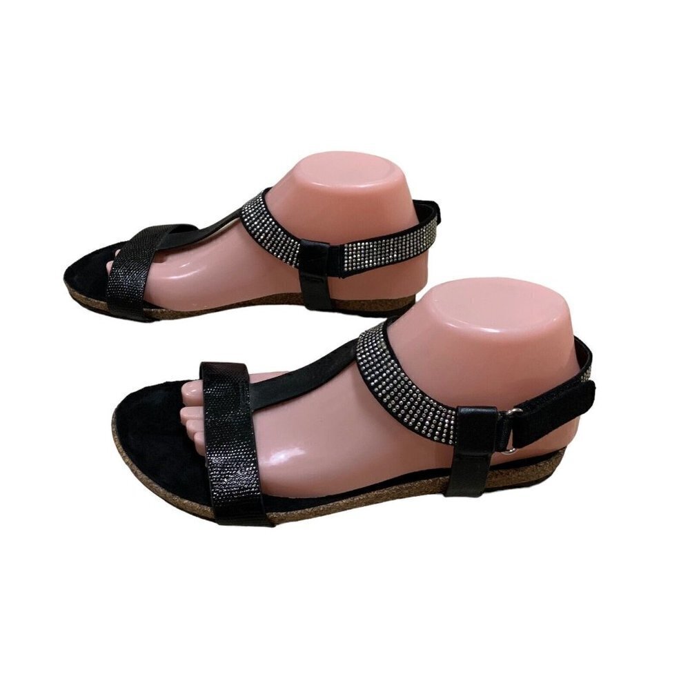 Lane Bryant Women's Size 8 Strappy Cork Sandals NWT Ankle Strap Rhinestones